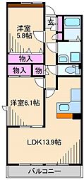 ピュアフィールド新横浜 2LDKの間取図画像