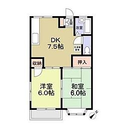 ハイムヤスイ・弐番館 2DKの間取図画像