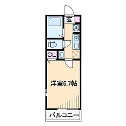 マ・フィーユ六角 1Kの間取図画像