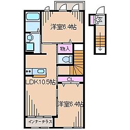 フラットタカタ 2LDKの間取図画像