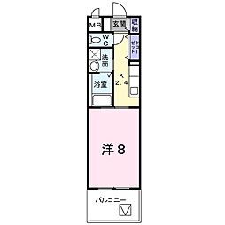 レジデンスK 1Kの間取図画像