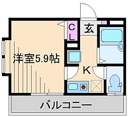 メゾンフェルミエ 1Kの間取図画像