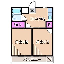 宮前ハイツ 2Kの間取図画像