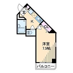 カーサプリマベーラ 1Kの間取図画像