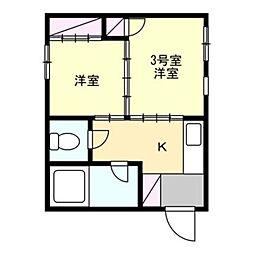南加瀬マンション 2Kの間取図画像