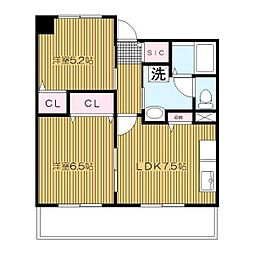 エヴァーグリーン新羽 2LDKの間取図画像