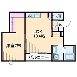 メゾンドゥファミーユ 1LDKの間取図画像