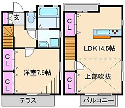 グラシア・フィス北寺尾C 1LDKの間取図画像