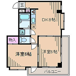 ウィステリア大倉山 2DKの間取図画像