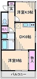 ヒカリマンションパート1 2DKの間取図画像