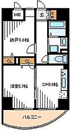 エアリーアベニュー川崎 2DKの間取図画像