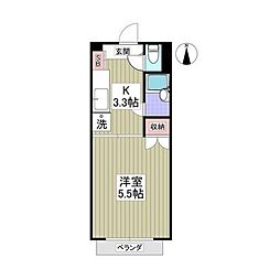 ヒルズ白楽 1Kの間取図画像