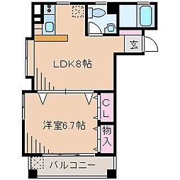 フジビューハイツ菊名弐番館 1LDKの間取図画像