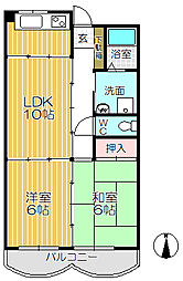 パークサイド福住 2LDKの間取図画像