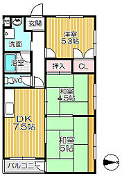 ハイツKT3 3LDKの間取図画像