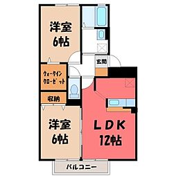 グレイスコート II 1階2LDKの間取り