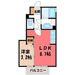 スターフォール Ａ 1階1LDKの間取り