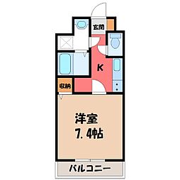 ルミライズ一条 1階1Kの間取り