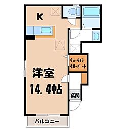 パークサイド 1階1Kの間取り