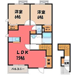 ラ・フランセC 2LDKの間取図画像