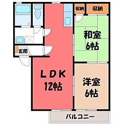 タウンハイツ伊藤C 2LDKの間取図画像