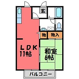 カーサピエデルモンテ 1LDKの間取図画像