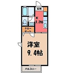ベルウッド2 1Kの間取図画像