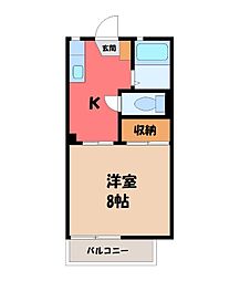 メルベール・志朋 1Kの間取図画像