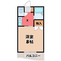 峰ヶ丘ハイツ 1Kの間取図画像