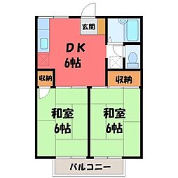 明清ハイツ 2DKの間取図画像