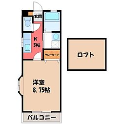 ピュアモール1 1Kの間取図画像