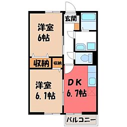 シャンペトレ1 2DKの間取図画像
