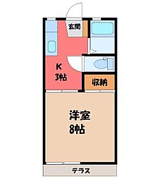 コーポインフィニティ 1Kの間取図画像