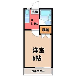 メゾン御幸 1Kの間取図画像