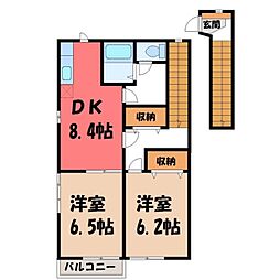 セルバ・ビエントB 2DKの間取図画像