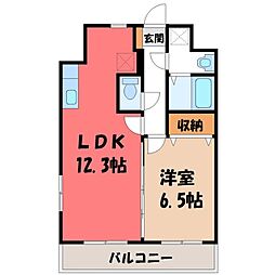 モアルミーネ 1LDKの間取図画像