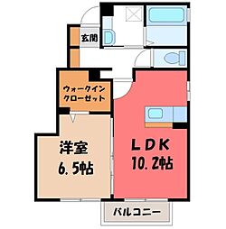 メゾン医大前桜B 1LDKの間取図画像