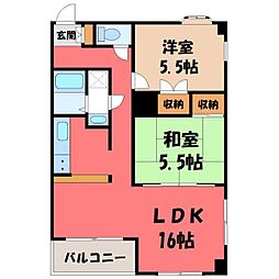 グランドハイツ八幡 2LDKの間取図画像