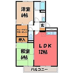 プラトビラC 2LDKの間取図画像