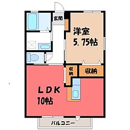 K(G)ヒノデパナハイツ 1LDKの間取図画像