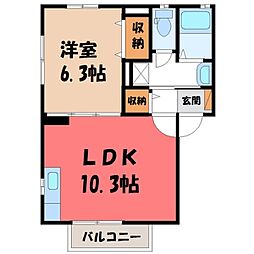 ルナパレス 1LDKの間取図画像