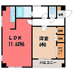 メゾン常陸 1LDKの間取図画像