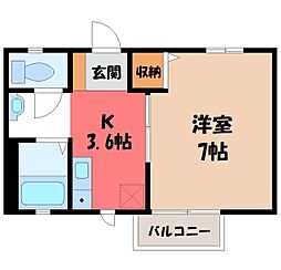 レーベン・ハイム 1Kの間取図画像