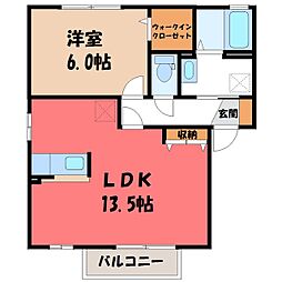 ディアクレストD 1LDKの間取図画像