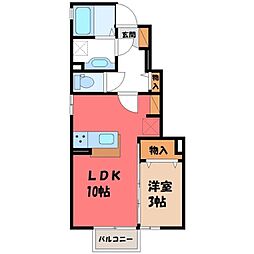 ロイヤルテラスB 1LDKの間取図画像