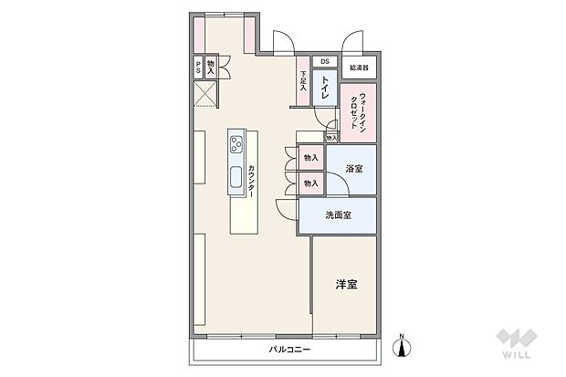 阪急東奈良高層住宅E棟(1LDK) 1階の間取り