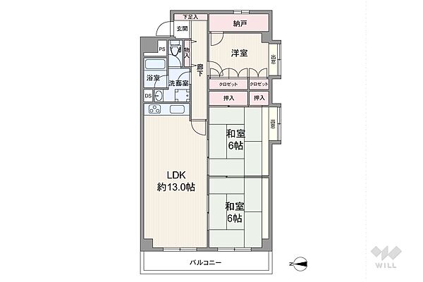 間取りは専有面積82.87平米の3LDK。バルコニー面積は8.56平米です。南西角部屋住戸につき採光、通風良好！水回りが集約されており、家事がしやすい造り！お気軽にお問い合わせください！