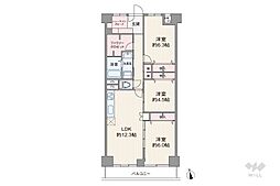 さんくれーる茨木B棟 3LDKの間取図画像
