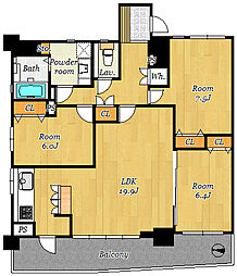 優船場場 3LDKの間取り