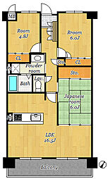 ハウベストマンション上南部一番館 3LDKの間取図画像